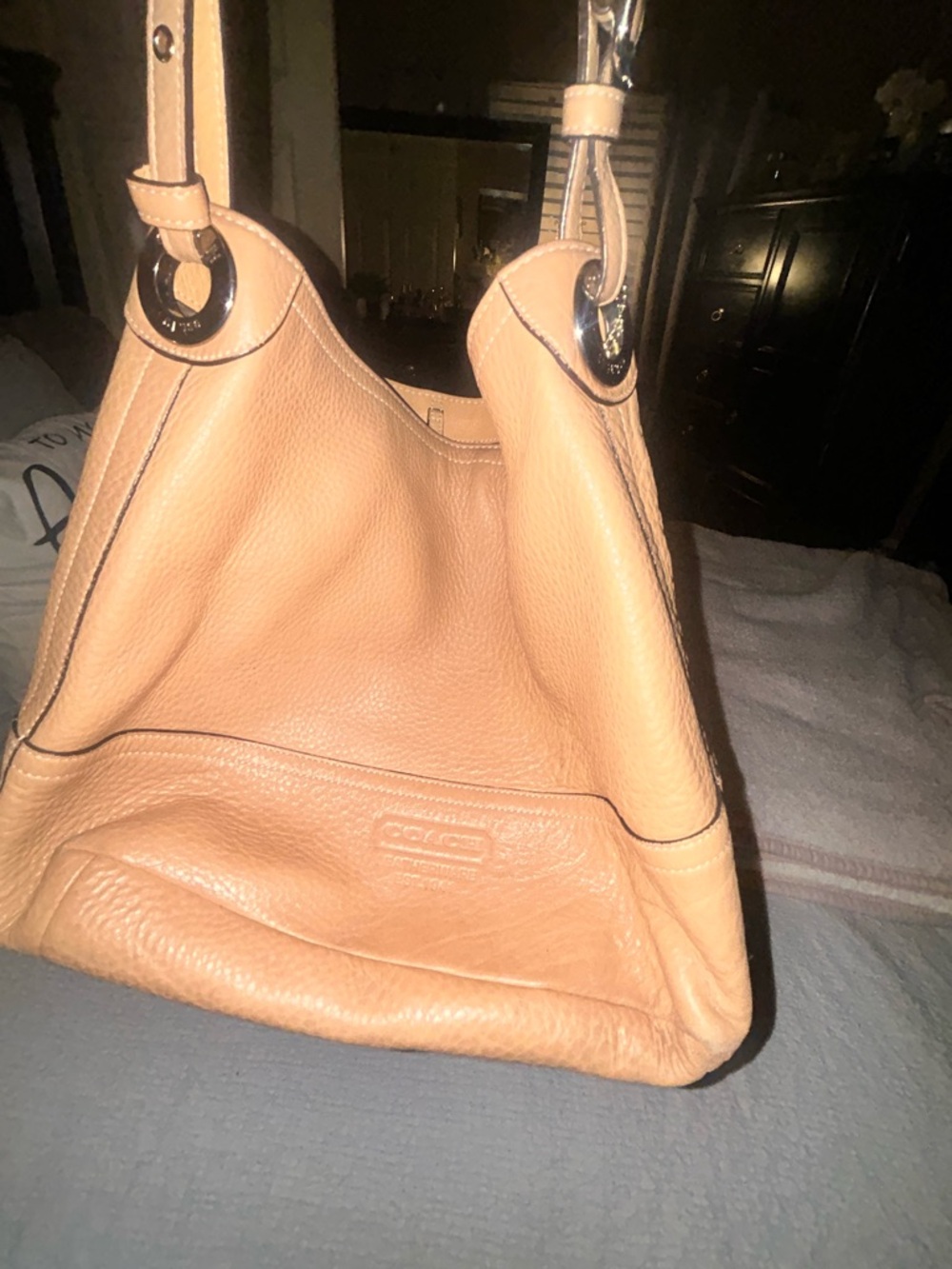 Coach Pebbled Leather Shoulder Bag in Tan